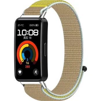 Ostatní příslušenství k chytrým hodinkám VSECHNONAMOBIL 105690 NYLON Vyměnitelný řemínek pro Huawei Band 10 / Band 9 / Band 8 hnědo-žlutý