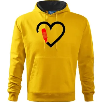 Pánská mikina Srdce horolezec - Mikina pánská Cape s kapucí - S ( Žlutá )