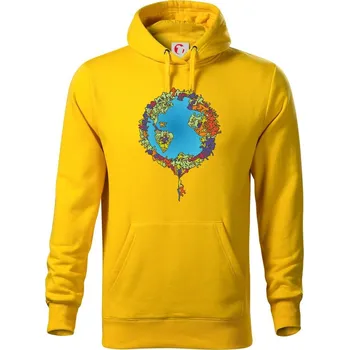Pánská mikina Země plná lidí - Mikina pánská Cape s kapucí - 2XL ( Žlutá )