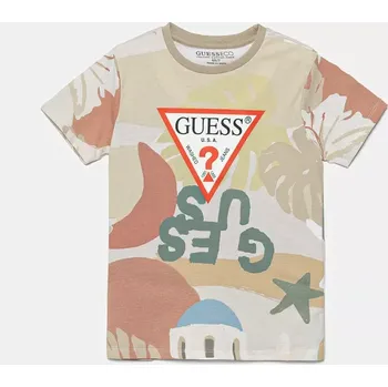 Chlapecké tričko Dětské bavlněné tričko Guess béžová barva, N5GI07 K8HM4 N5GI07.K8HM4.PPYA 01X, vel. 77-88