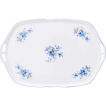 Český porcelán, a.s., Dubí Podnos čtyřhranný s uchy, 38 x 24,5 cm, pomněnky, Český porcelán