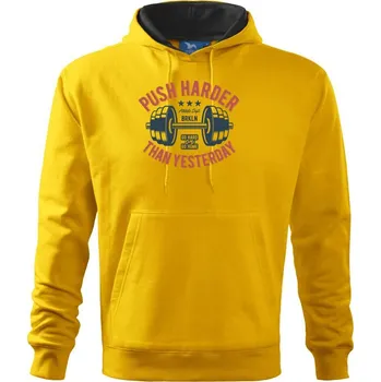Pánská mikina Push harder than yesterday - Mikina pánská Cape s kapucí - L ( Žlutá )