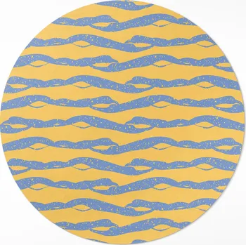 Koberec Kulatý vinylový Koberec do ložnice. Velikost ⌀ 60 cm. Abstraktní vlnový retro vzor.