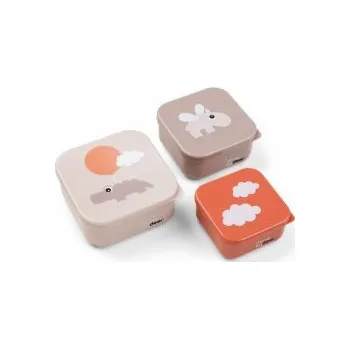 Svačinový box Done by Deer Svačinové boxy Happy Clouds 3 ks - Růžové