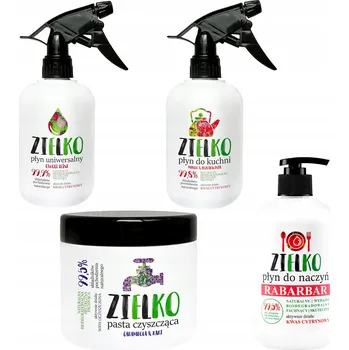 Zielko Přírodní Sada: Čistič do Kuchyně, Prostředek na Nádobí, Univerzální Čistič, Pasta