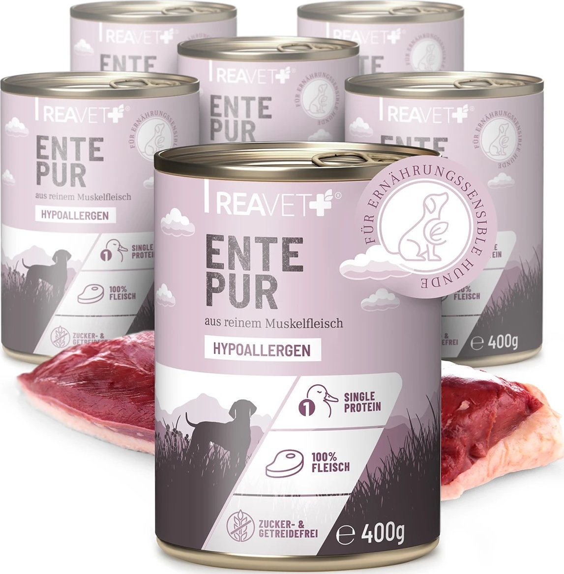 REAVET 100% čisté maso pro nutričně citlivé psy - kachní (400 g - 800 g) Počet a hmotnost: 1 x 400g