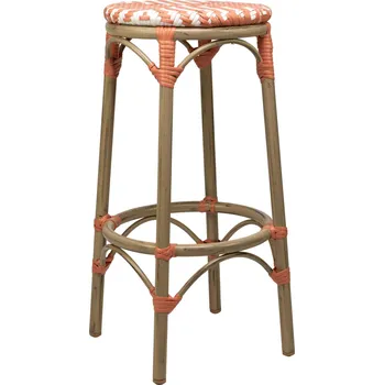 Zahradní jídelní barová stolička TODD hnědá/korálovobílá