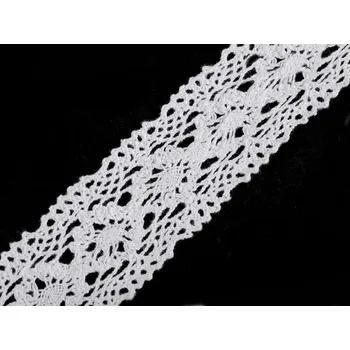 Krajka Bavlněná krajka / vsadka paličkovaná šíře 40 mm METRÁŽ - bílá