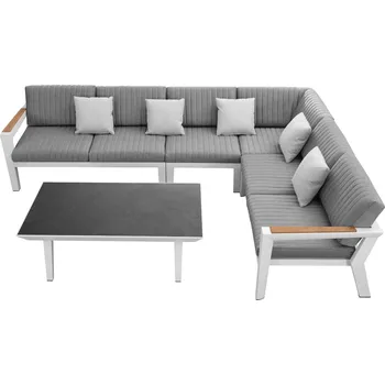 Zahradní sestava Zahradní 5 místná rohová sedací souprava CHAMPION WHITE GREY