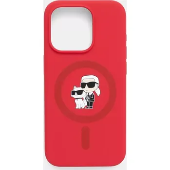 Pouzdro na mobilní telefon Obal na telefon Karl Lagerfeld iPhone 15 Pro 6.1 červená barva, KLHMP15LSCMKCRHR 33X, vel. ONE SIZE