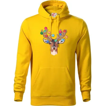 Pánská mikina Vánoční jelen - Mikina pánská Cape s kapucí - 3XL ( Žlutá )