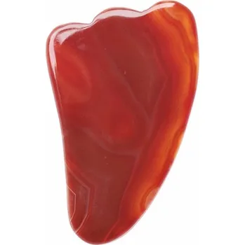 Masážní kámen Gua sha z červeného achátu tvar ploutve cca 9,8 cm