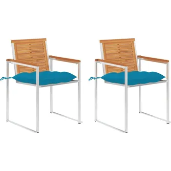 OMAXI Zahradní židle s poduškami 2 ks masivní akáciové dřevo a ocel 239001