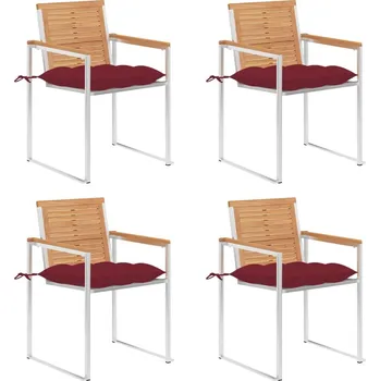 OMAXI Zahradní židle 4 ks s poduškami masivní teakové dřevo 511688