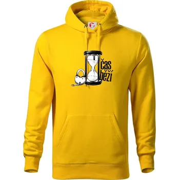 Pánská mikina Čas běží CZ - Mikina pánská Cape s kapucí - S ( Žlutá )
