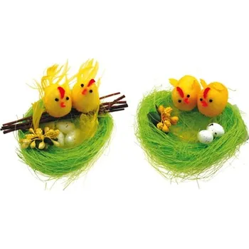 Hnízdečko pro miminko Velikonoční dekorace kuřátka v hnízdě 10 cm