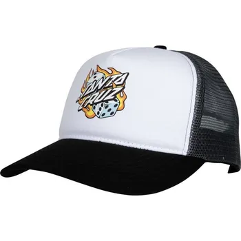 Módní doplněk SANTA CRUZ kšiltovka - Flaming Dice Dot Meshback White/Grey (WHITE GREY)