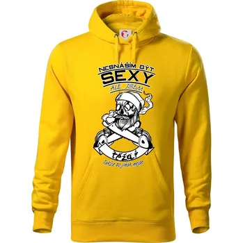 Pánská mikina Nesnáším být sexy - těžař - Mikina pánská Cape s kapucí - L ( Žlutá )