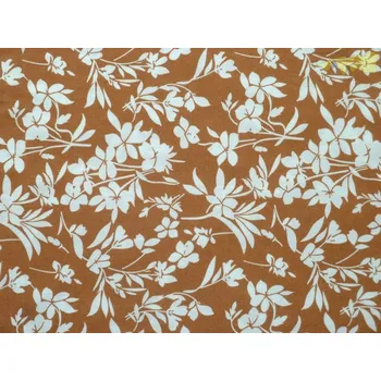 okrová hnědá viskózová šatovka 3127 s kvítky