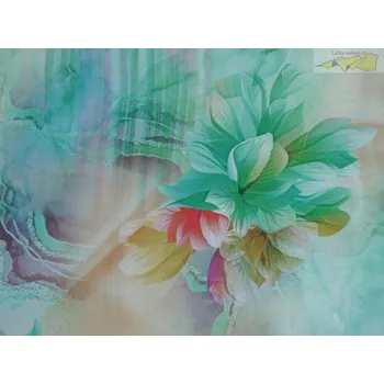 hedvábná šatovka 2477 zelené květy