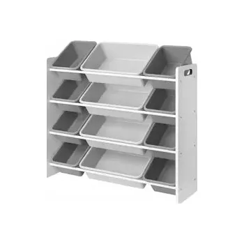 Úložný box BÍLÝ ŠEDÝ SVĚTLE ŠEDÝ REGÁL ORGANIZÉR ÚLOŽNÉ BOXY DĚTSKÝ