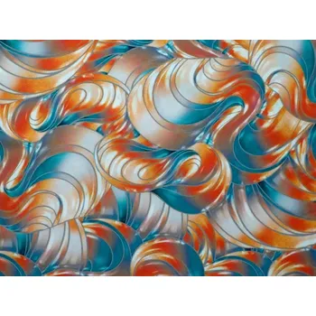 tyrkysové hedvábí 2891 s abstraktním vzorem