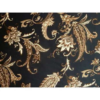 černé hedvábí 3093 vzor s květy