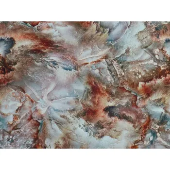 hedvábná šatovka 2758 hnědý abstraktní vzor