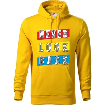 Pánská mikina Never look back - Mikina pánská Cape s kapucí - 4XL ( Žlutá )