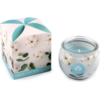 Svíčka Vonná svíčka ve skle 90 g Varianta: 21 (Čerstvá bavlna) modrá pomněnková, Balení: 12 ks