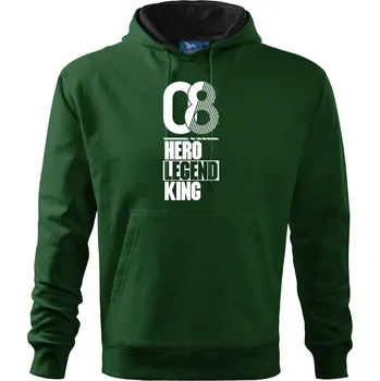 Pánská mikina Hero, Legend, King x Queen 2008 - Mikina pánská Cape s kapucí - 2XL ( Lahvově zelená )