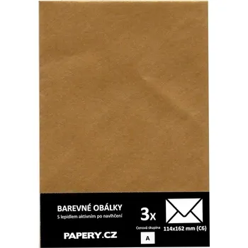 Obálka HYBLER S.R.O. barevná obálka 114X162 ZLATÁ METALICKÁ, 3 kusy, 100 gm2, olizová