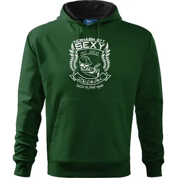 Pánská mikina Nesnáším být sexy - zedník - Mikina pánská Cape s kapucí - 4XL ( Lahvově zelená )