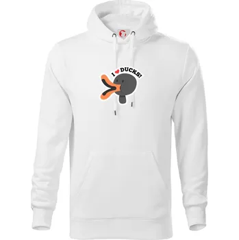 Pánská mikina I love ducks - kreslený - Mikina pánská Cape s kapucí - 2XL ( Bílá )