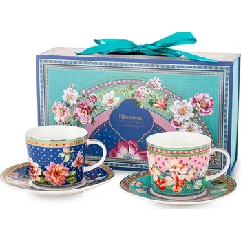 Sada šálků a podšálků pro 2 osoby home & lifestyle 220 ml 177897 vícebarevná MLC