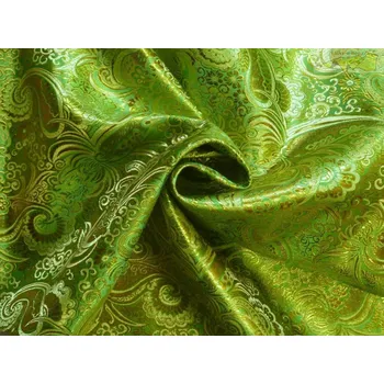 brokát 6002 zelený zlatá výšivka