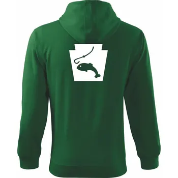 Pánská mikina Rybaření - Akvarium - Mikina s kapucí na zip trendy zipper - XL ( Lahvově zelená )