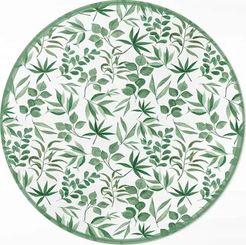 Koberec Kulatý Koberec z vinylového PVC, průměr 120 cm, akvarijní lístky v jemném stylu