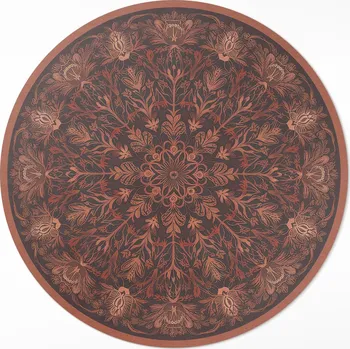 Koberec Kulatý Koberec z PVC do domu Rozměr ⌀ 60 cm Ozdobný vintage geometrický vzor