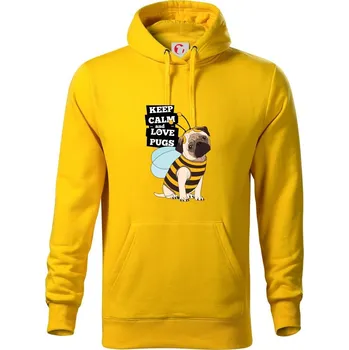Pánská mikina Keep calm and love pugs - Mikina pánská Cape s kapucí - 4XL ( Žlutá )