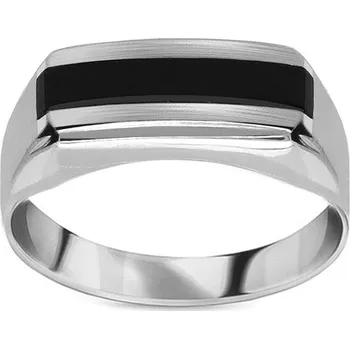 Prsten Zlatý pánský prsten bílé barvy s přírodním onyxem IZ22425A + dárkové balení LUXUS zdarma