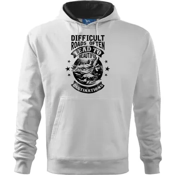 Pánská mikina Difficult Roads - Mikina pánská Cape s kapucí - 5XL ( Bílá )