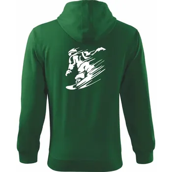 Pánská mikina Rychlý snowboardista - Mikina s kapucí na zip trendy zipper - 3XL ( Lahvově zelená )