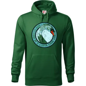 Pánská mikina Swan grace - Mikina pánská Cape s kapucí - 5XL ( Lahvově zelená )