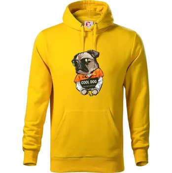 Pánská mikina Mops výtržník - Mikina pánská Cape s kapucí - XL ( Žlutá )