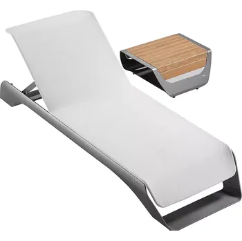 Zahradní lehátko Zahradní lehátko ONDA GREY WHITE s odkládacím stolkem