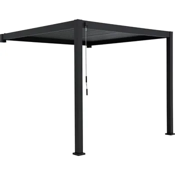 Pergola Zahradní stínění ke zdi REFLECT černé 3x3m - sloupy 11 cm