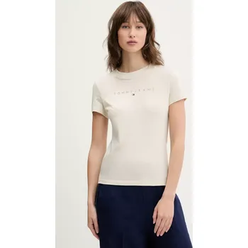 Pánské tričko Bavlněné tričko Tommy Jeans béžová barva, DW0DW20315 80X, vel. XS