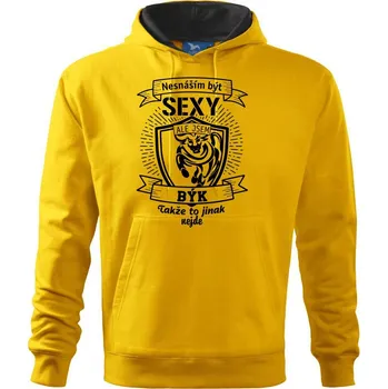 Pánská mikina Nesnáším být sexy - Býk - Mikina pánská Cape s kapucí - M ( Žlutá )