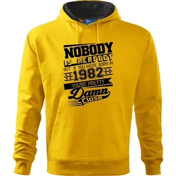 Pánská mikina Nobody is perfect - 1982 - Mikina pánská Cape s kapucí - M ( Žlutá )